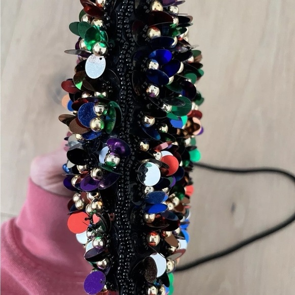 Vintage DANCIN' purse / handbag bright shiny sequins  gold beads Sparkling *D6 - Picture 4 of 5